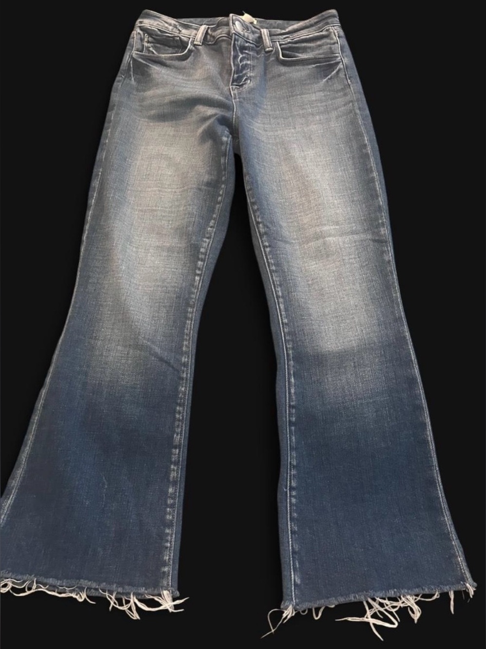 L'AGENCE Kendra High-Rise Cropped Flare Jeans in Balboa Wash EUC